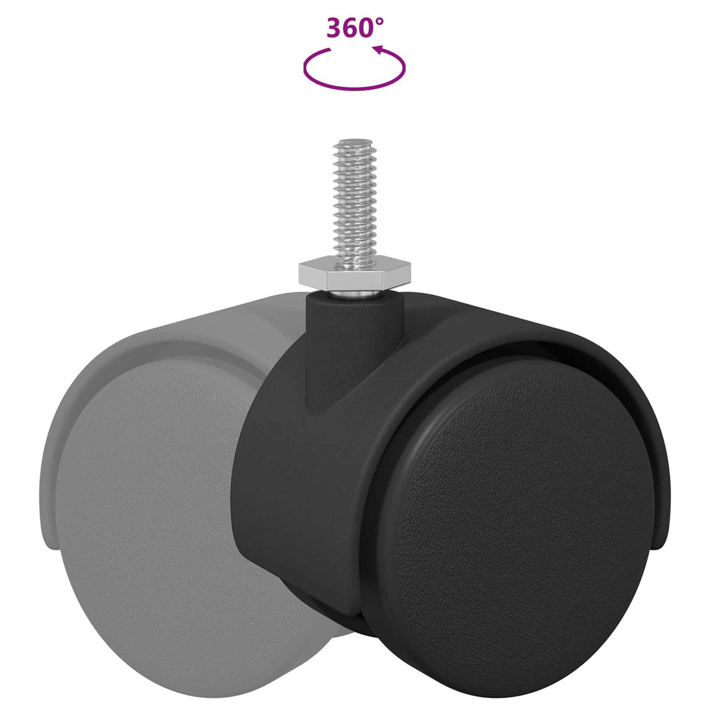 Kerekek 2 pcs Fekete 40,1 x 37,8 mm PP és vas