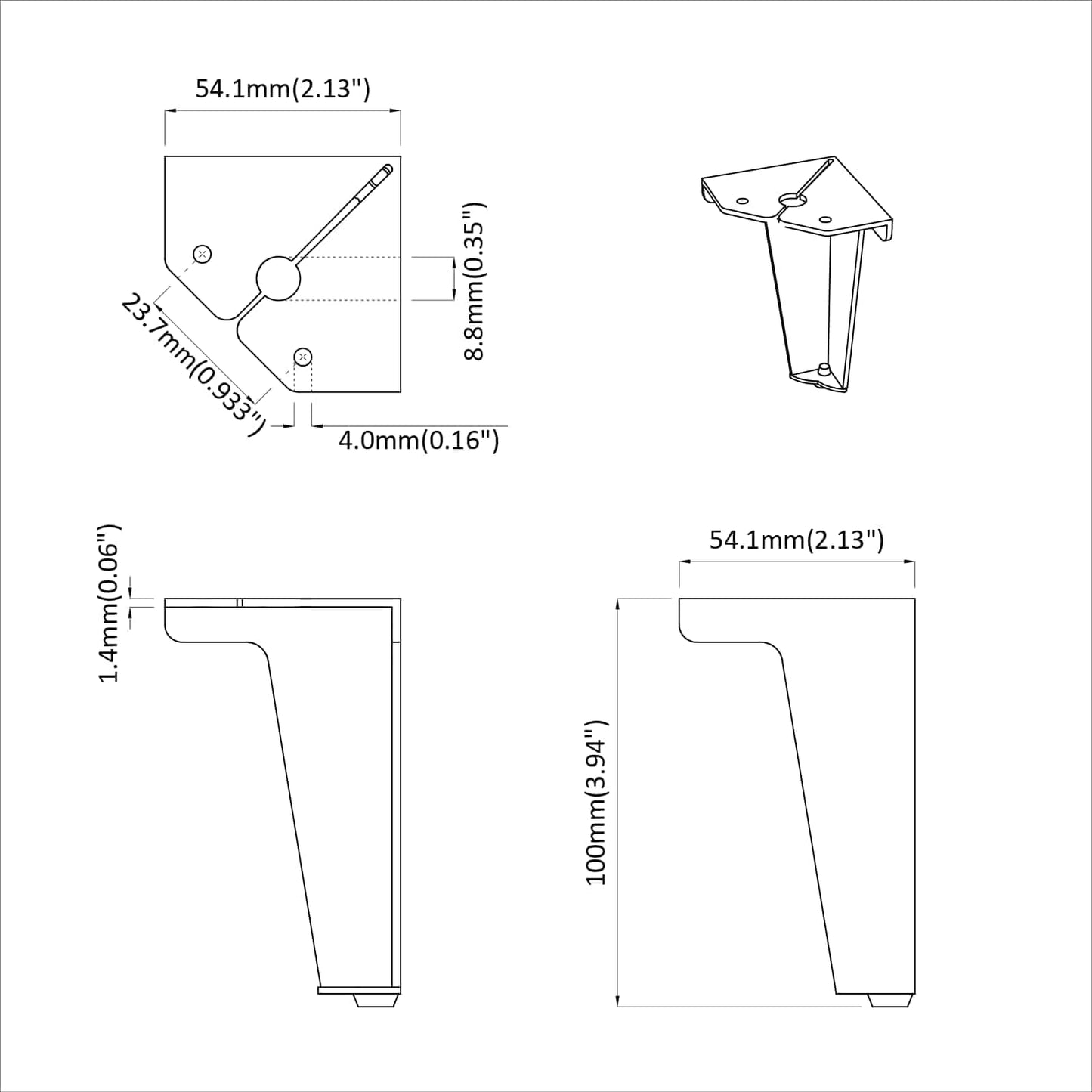Bútor lábak 12 pcs Fekete 54,1 x 54,1 x 100 mm Vas
