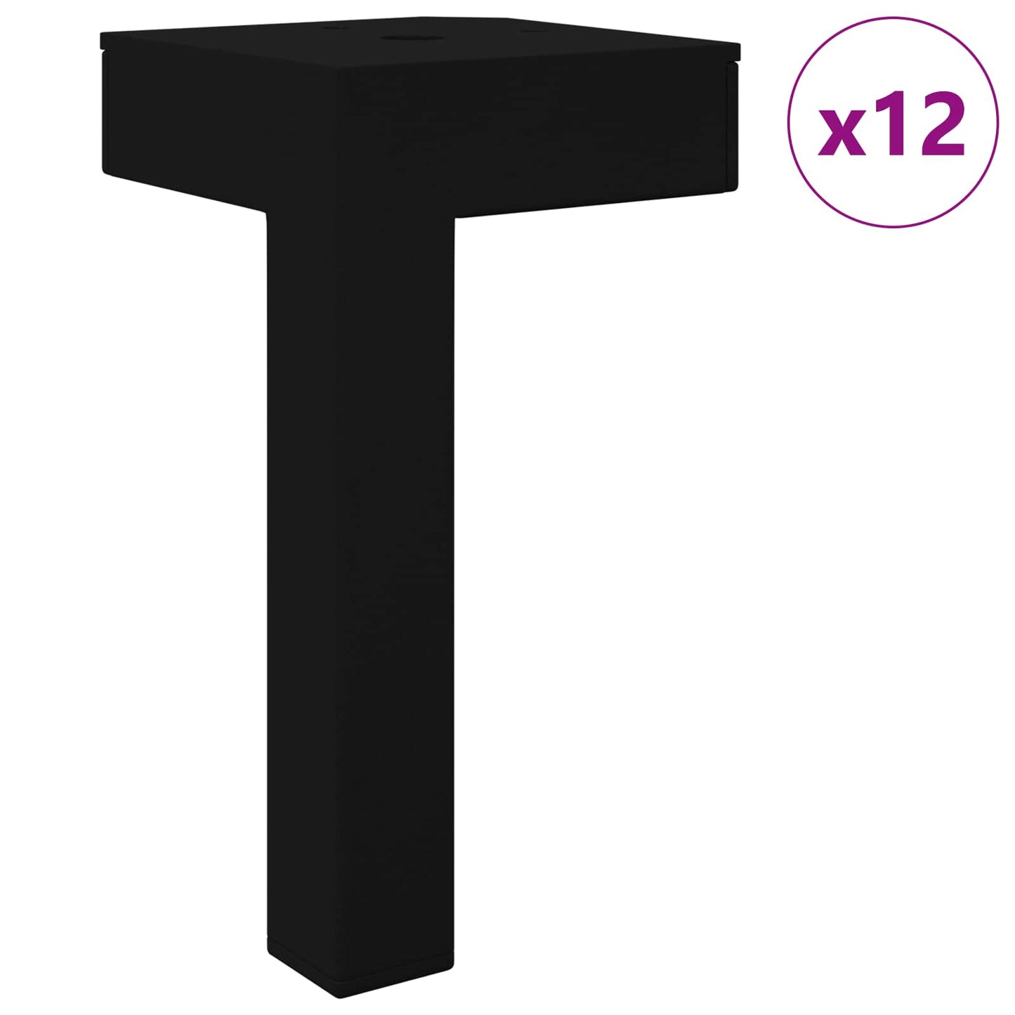 Álló Láb 12 pcs Fekete 57 x 57 x 100 mm Vas