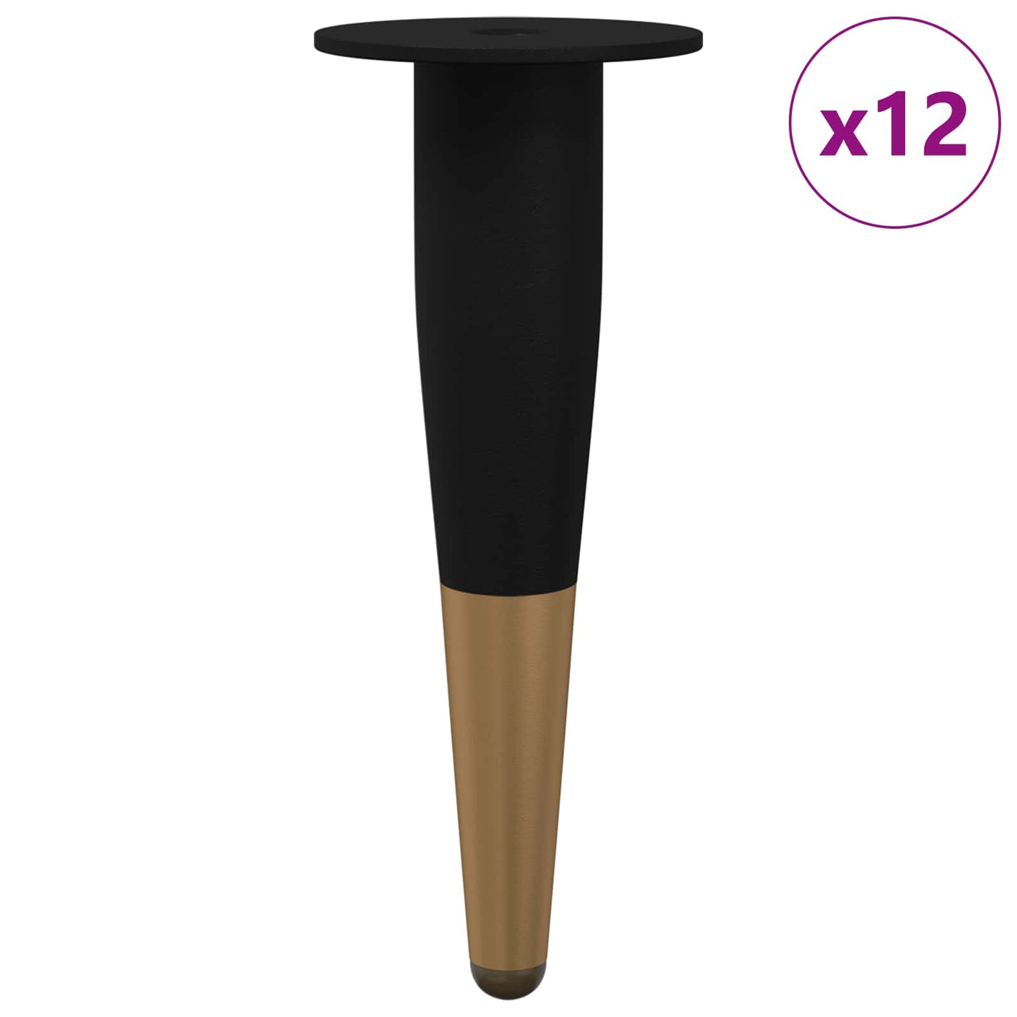 Bútor lábak 12 pcs Fekete és Arany Ø 40 x 98 mm Vas
