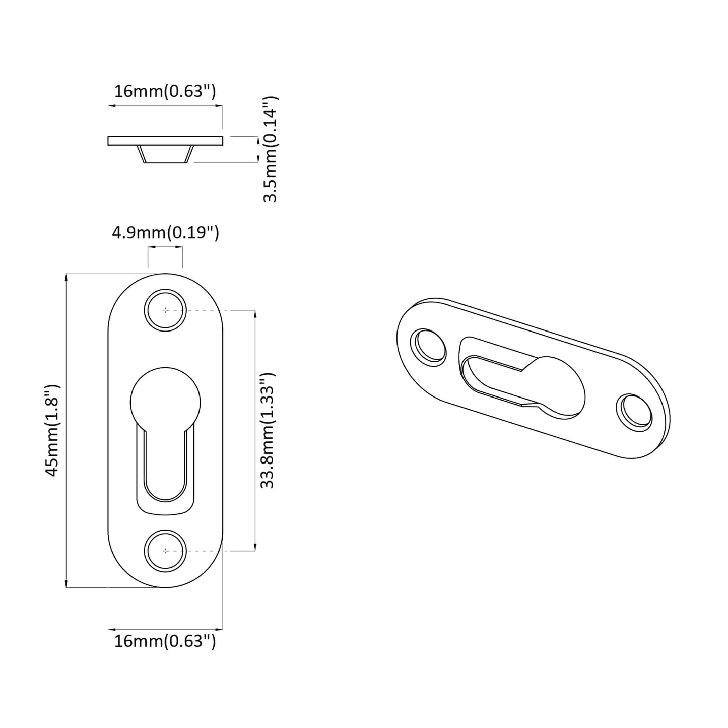 Kulcslyuk Akasztó 3673 pcs Ezüst 45 x 16 x 3.5 mm Vas