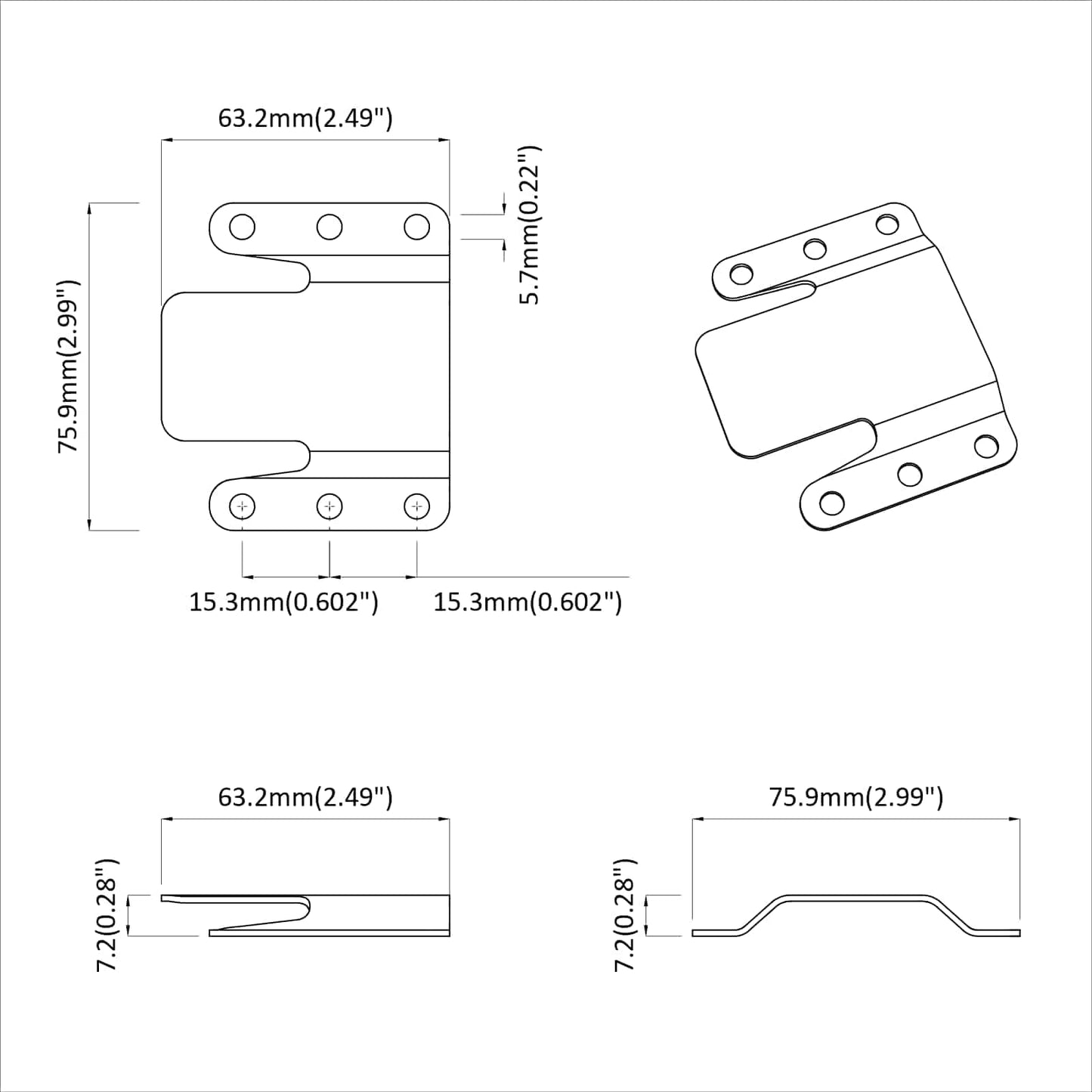 Flush szerelvény tartó 2 Ezüst 75 x 66 x 1,4 mm Acél
