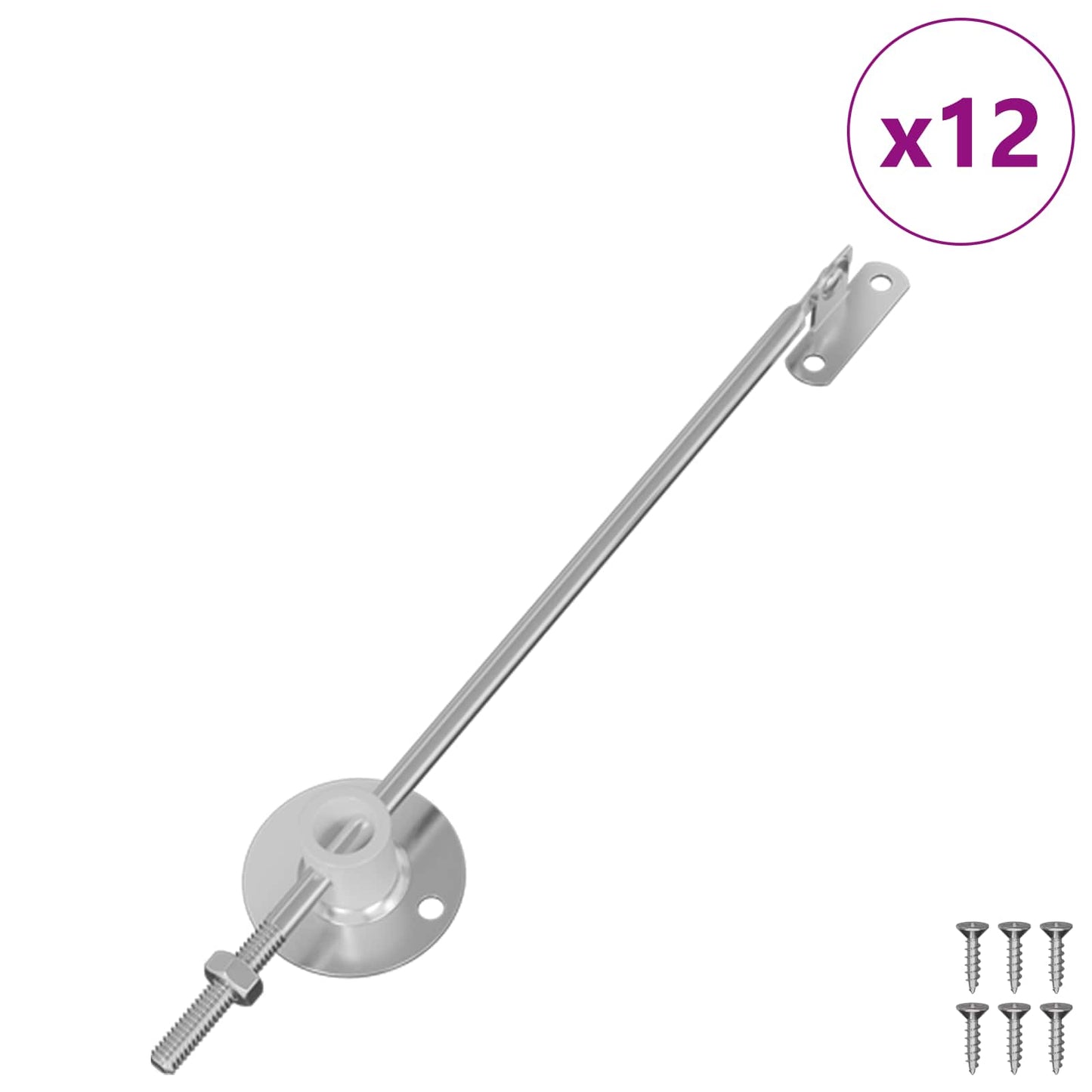 Fedél Támogató Zsanér 12 pcs Ezüst 194 x 36 x 18 mm Vas