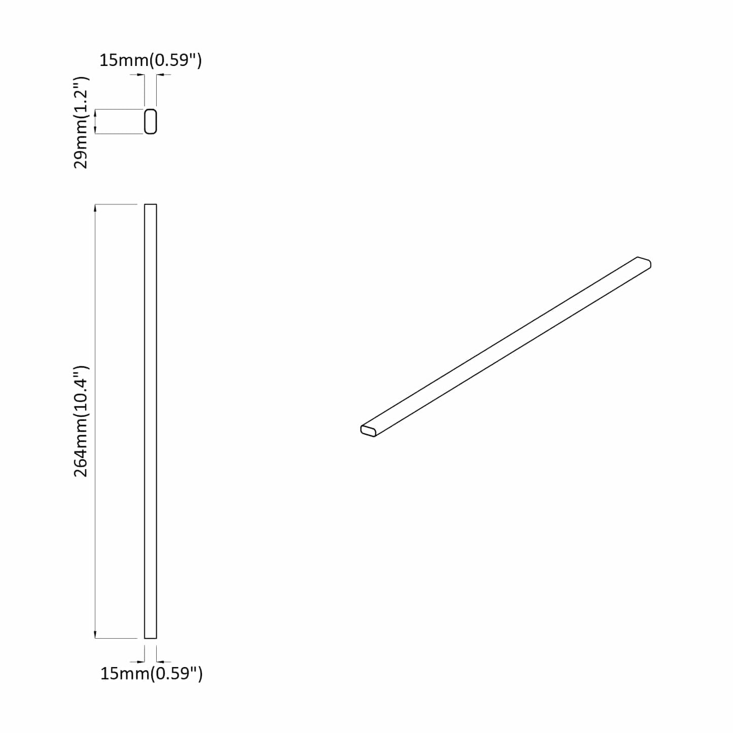 Szekrény rúd 2 pcs Ezüst 264 x 15 x 29 mm Alumínium ötvözet