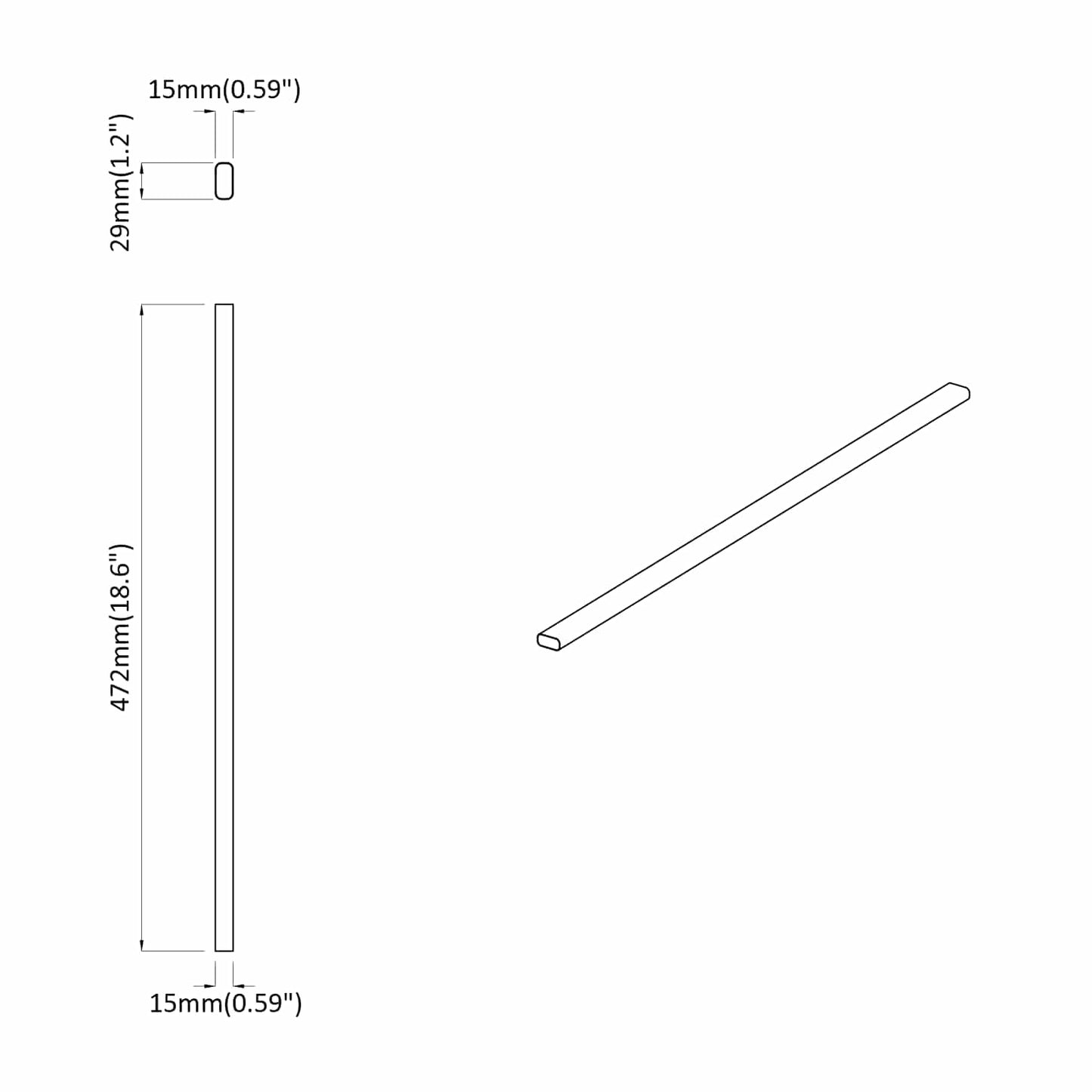 Szekrény rúd 2 pcs Ezüst 472 x 15 x 29 mm Alumínium ötvözet
