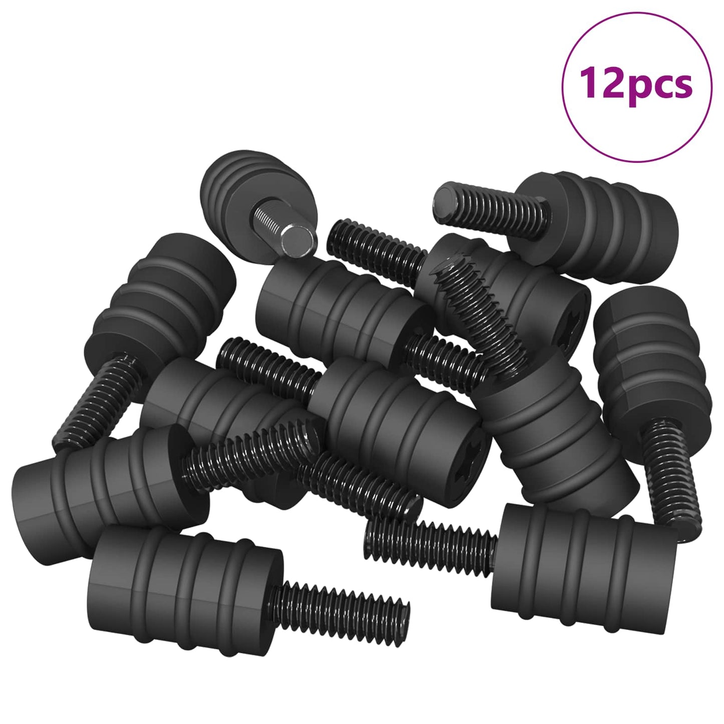 Távtartó Csavar 12 pcs Fekete M4 Gumi és Acél