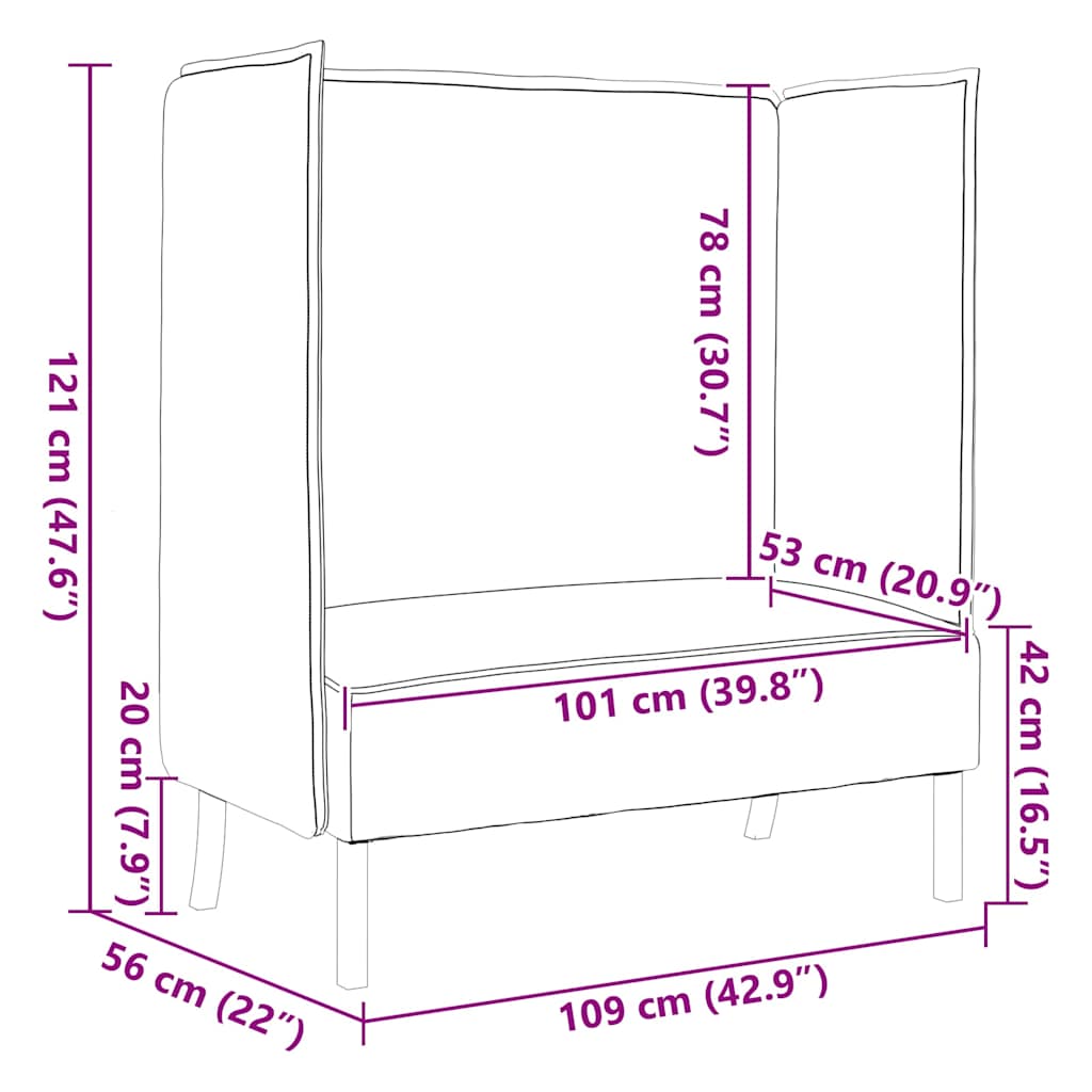 Magas háttámlás szófák 101cm Krém szövet