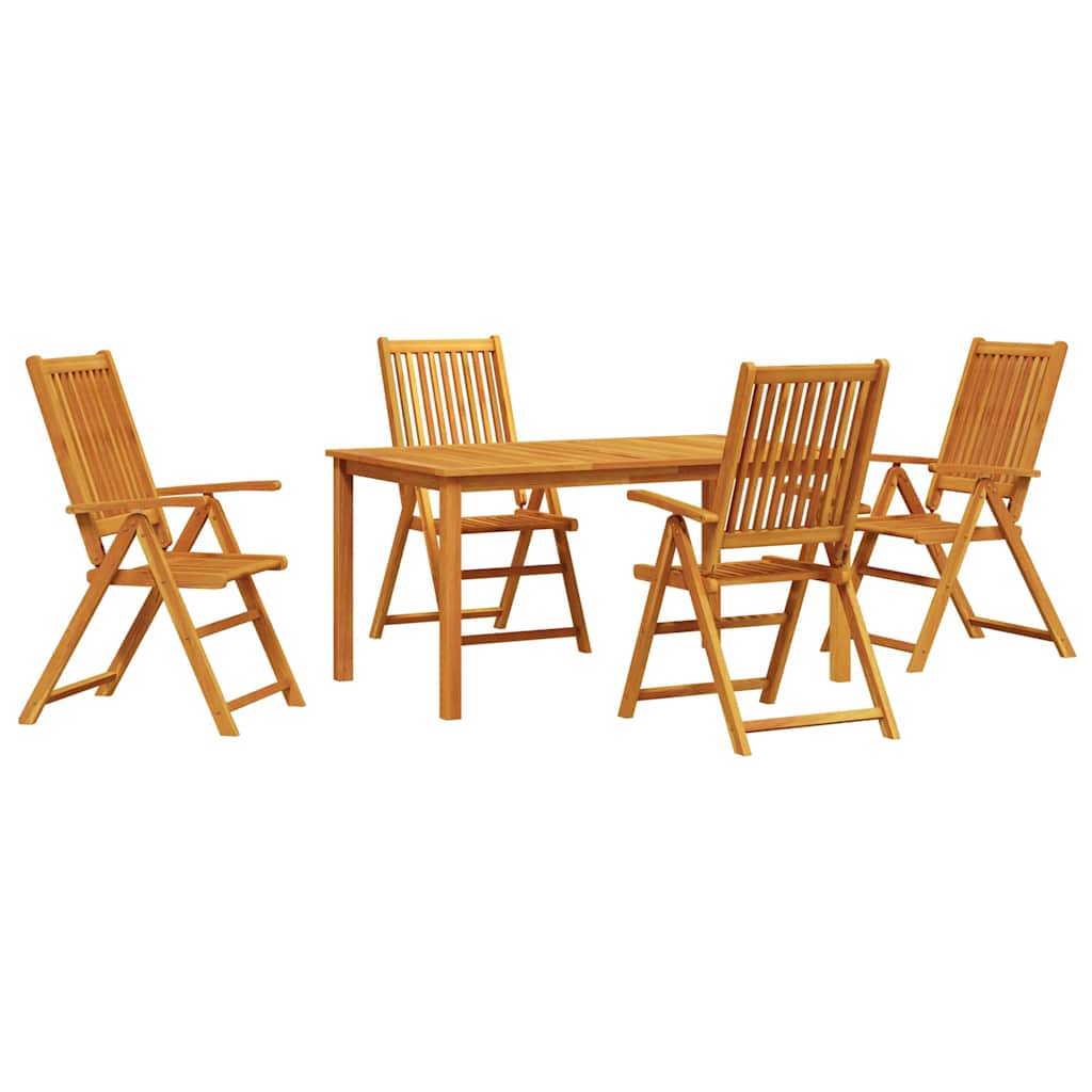 Kert étkező szett Összecsukható 5 pcs Barna Tömör Akácfa