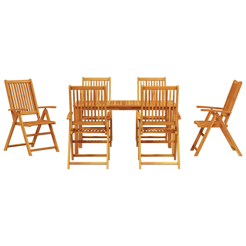 Kert étkező szett Összecsukható 7 pcs Barna Tömör Akácfa