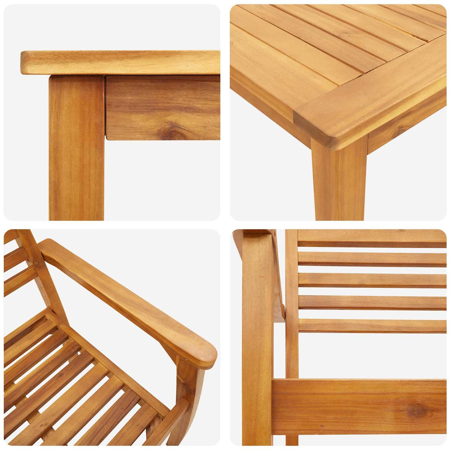 Kert étkező szett 5 pcs Barna Tömör Akácfa