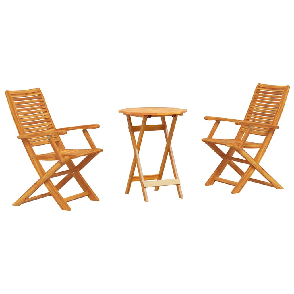 Összecsukható Bistro Szett 3 pcs Barna Tömör Akácfa