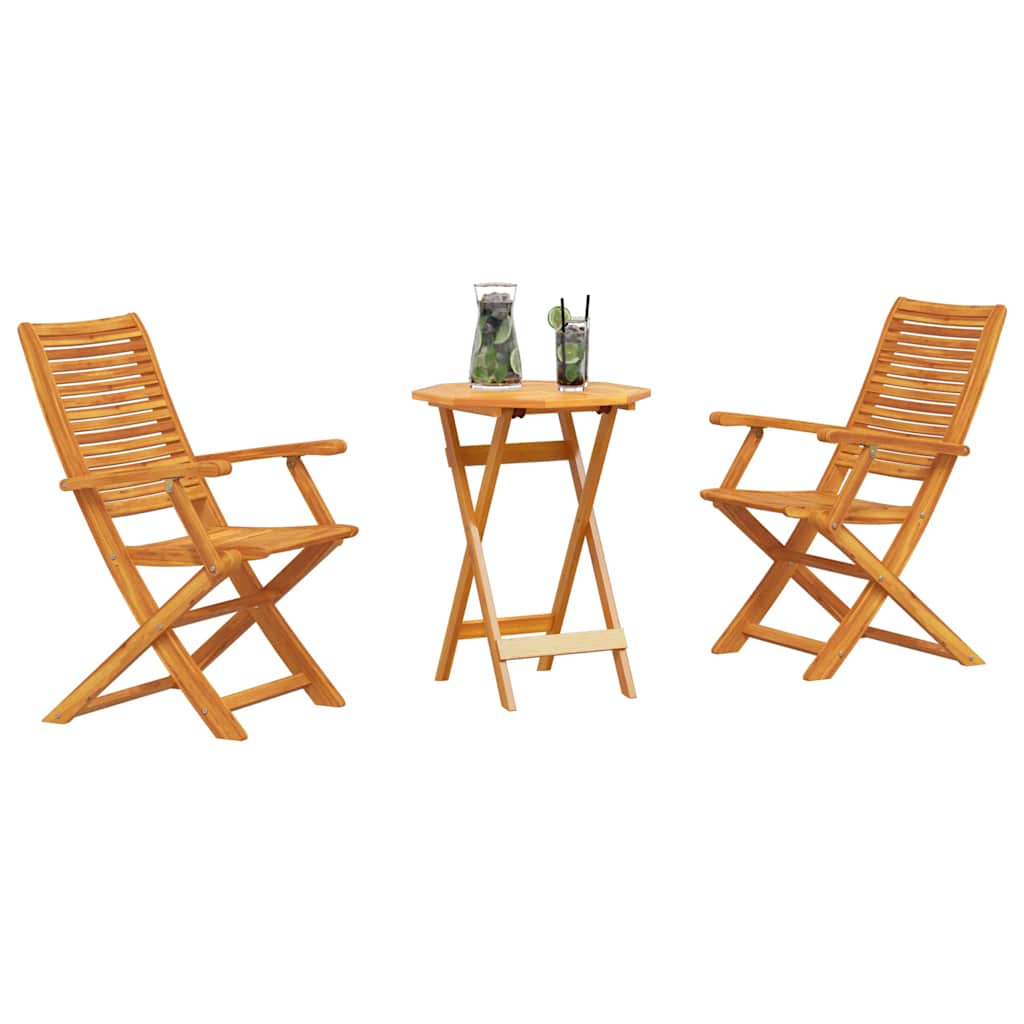 Összecsukható Bistro Szett 3 pcs Barna Tömör Akácfa