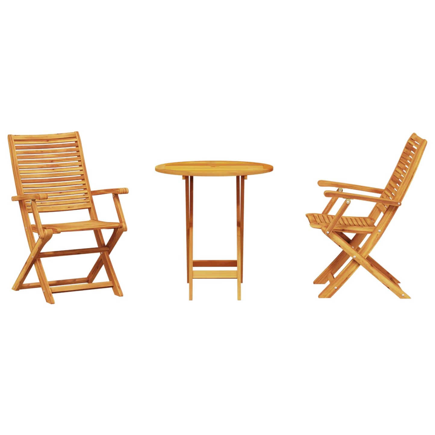 Összecsukható Bistro Szett 3 pcs Barna Tömör Akácfa