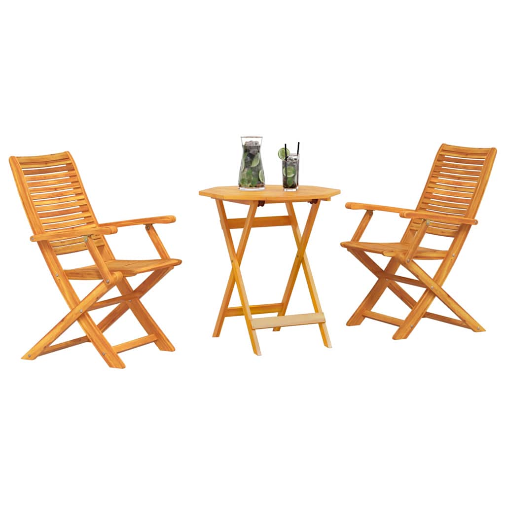 Összecsukható Bistro Szett 3 pcs Barna Tömör Akácfa