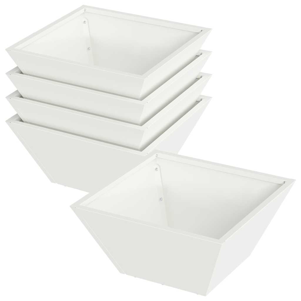 Kerti cserép 5 db Fehér 35 x 35 x 15 cm Hidegen hengerelt acél