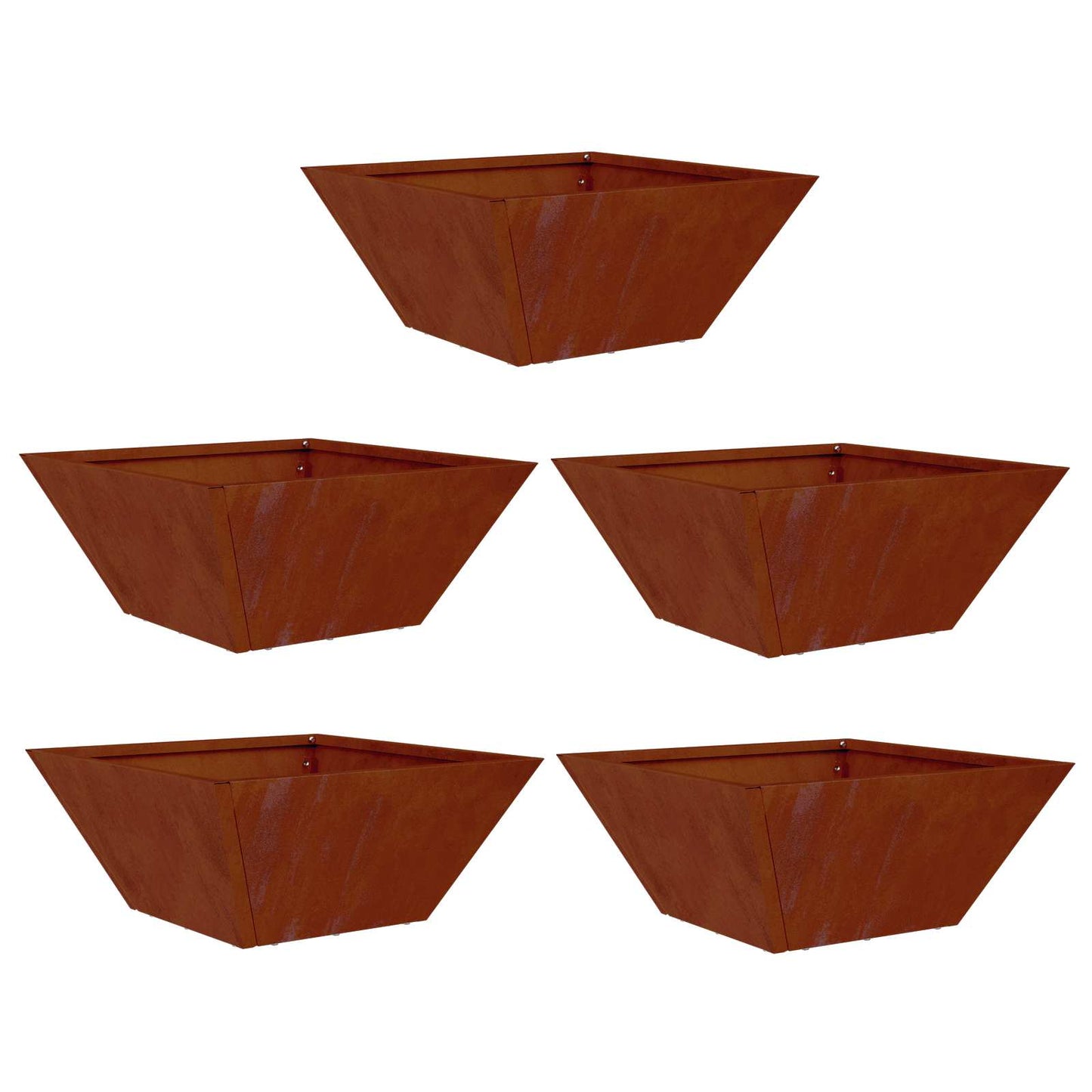 Kerti cserép 5 db Rozsdás 35 x 35 x 15 cm Időjárásálló acél
