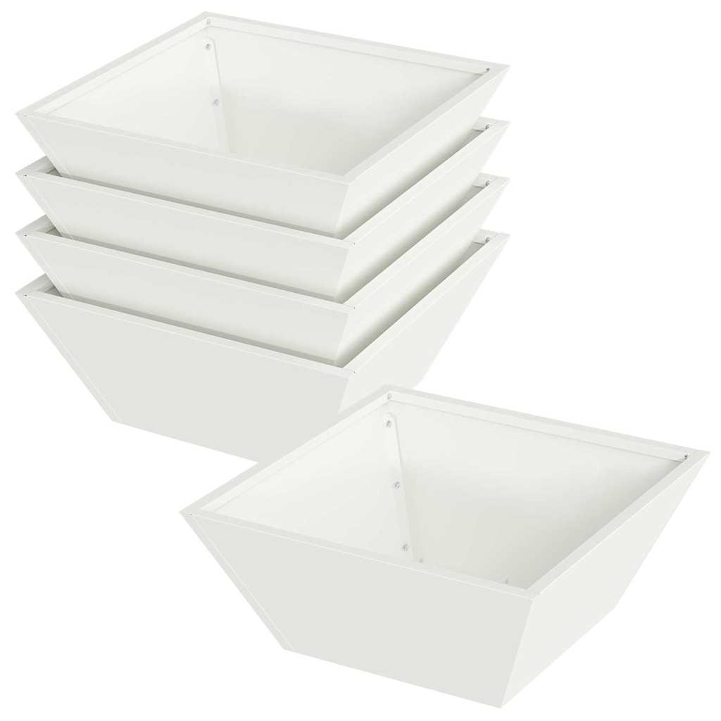 Kerti cserép 5 db Fehér 40 x 40 x 15 cm Hidegen hengerelt acél