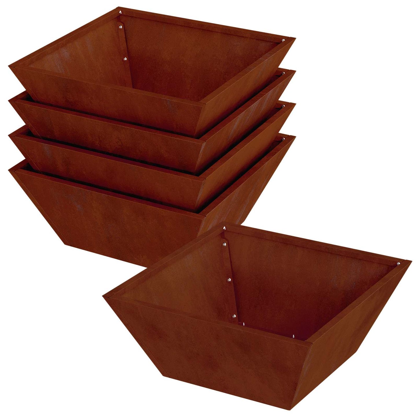 Kerti cserép 5 db Rozsdás 40 x 40 x 15 cm Időjárásálló acél