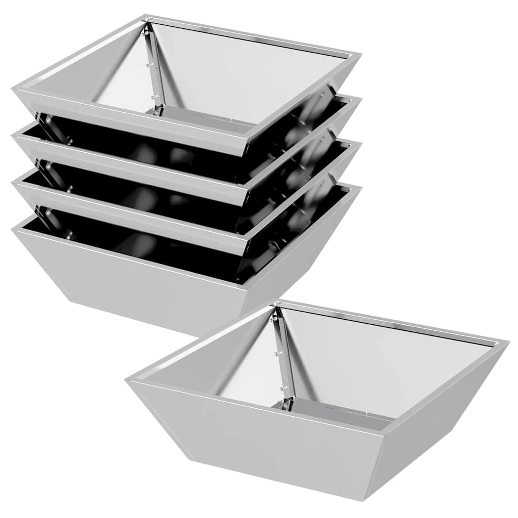 Kerti cserép 5 db Ezüst 50 x 50 x 15 cm Horganyzott acél