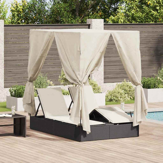 Dupla napozóágy Meleg fehér 205 x 129 x 200 cm polirattan