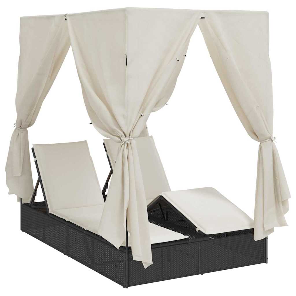 Dupla napozóágy Meleg fehér 205 x 129 x 200 cm polirattan