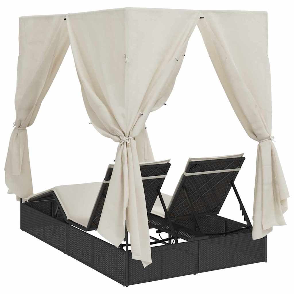 Dupla napozóágy Meleg fehér 205 x 129 x 200 cm polirattan