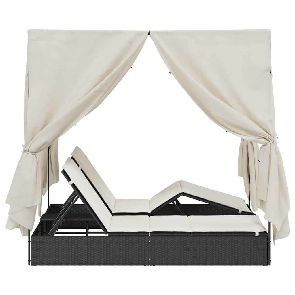 Dupla napozóágy Meleg fehér 205 x 129 x 200 cm polirattan