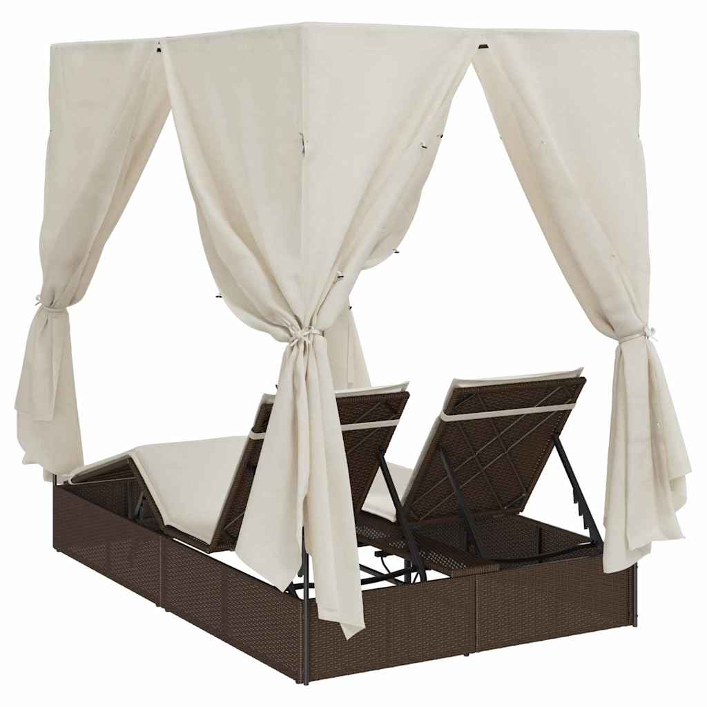 Dupla napozóágy Meleg fehér 205 x 129 x 200 cm polirattan