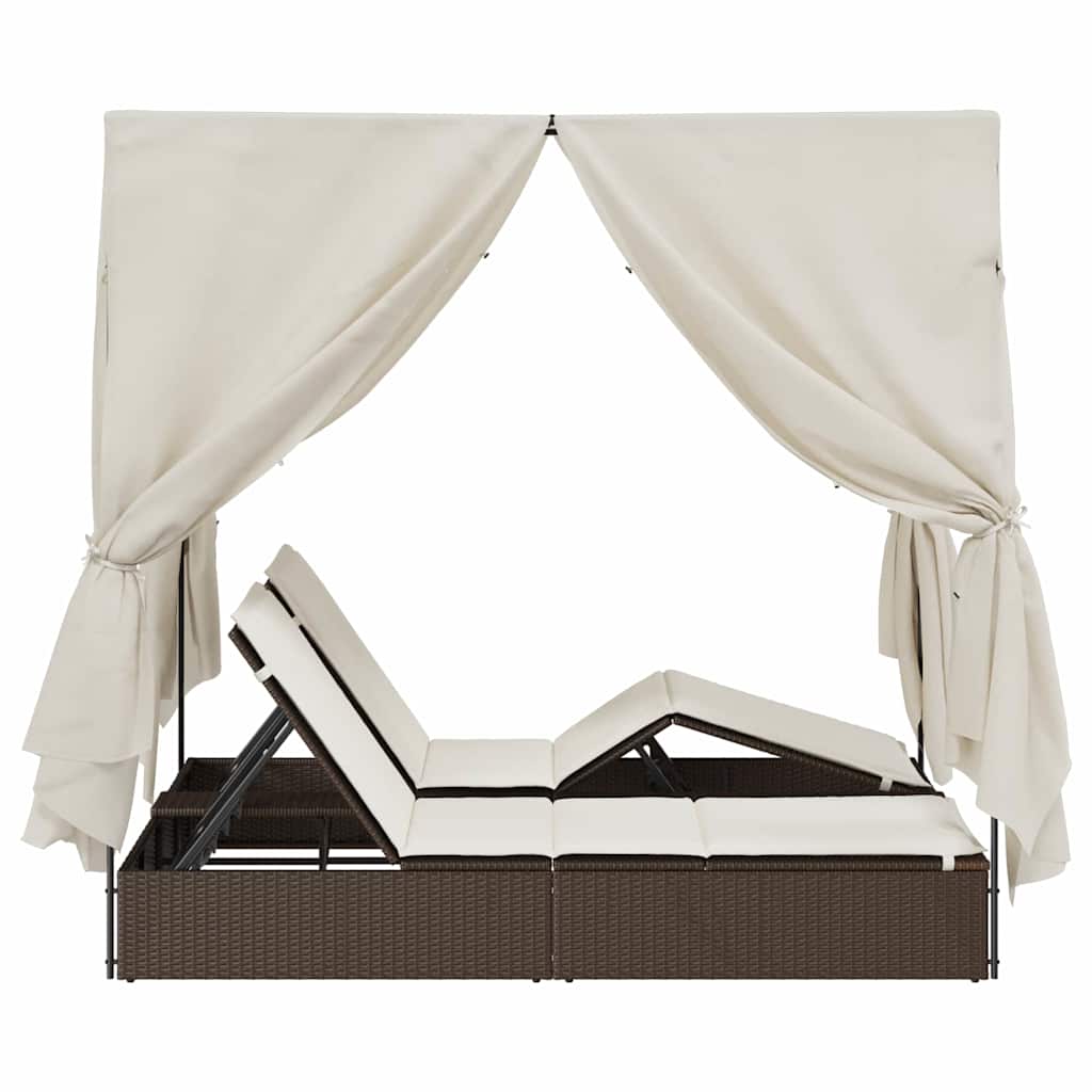 Dupla napozóágy Meleg fehér 205 x 129 x 200 cm polirattan