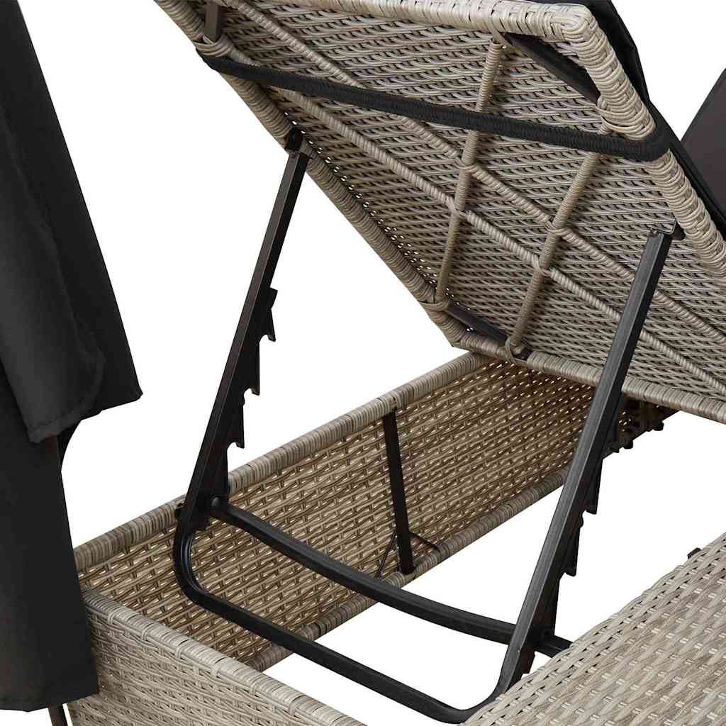 Dupla napozóágy Világosszürke 205 x 129 x 200 cm polirattan