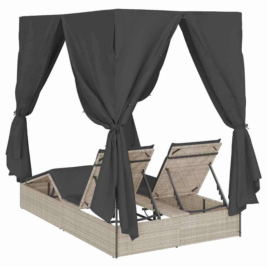 Dupla napozóágy Világosszürke 205 x 129 x 200 cm polirattan