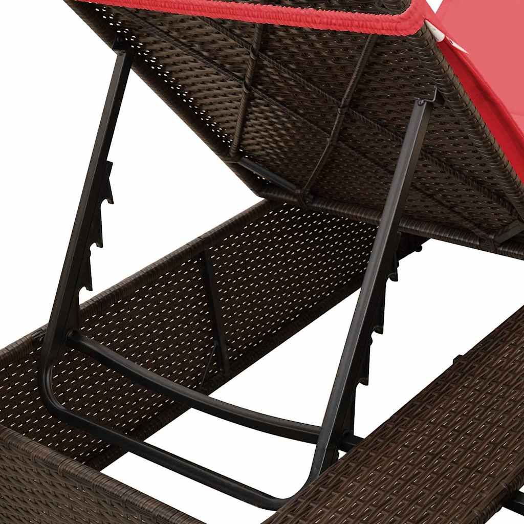 Dupla napozóágy Állítható Piros 205 x 129 x 200 cm polirattan