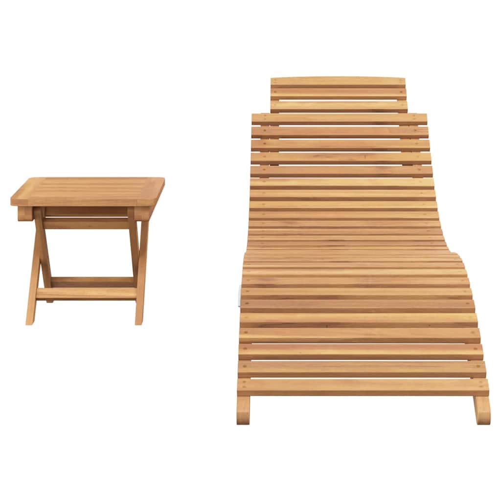 Napozó 2 pcs Barna 198 x 55 x 58,5 cm Tömör Teakfa