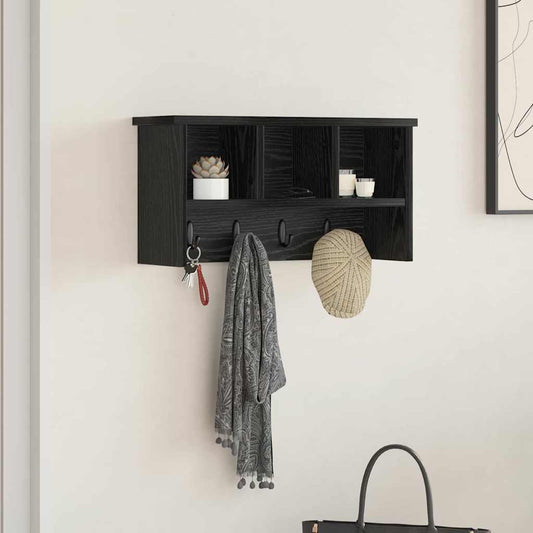 Fali Kabáthorog polcokkal Fekete tölgy 50 x 16 x 26 cm Faanyag