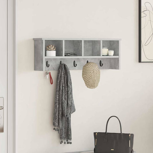 Fali Kabáthorog polcokkal Beton Szürke 75 x 16 x 26 cm Faanyag