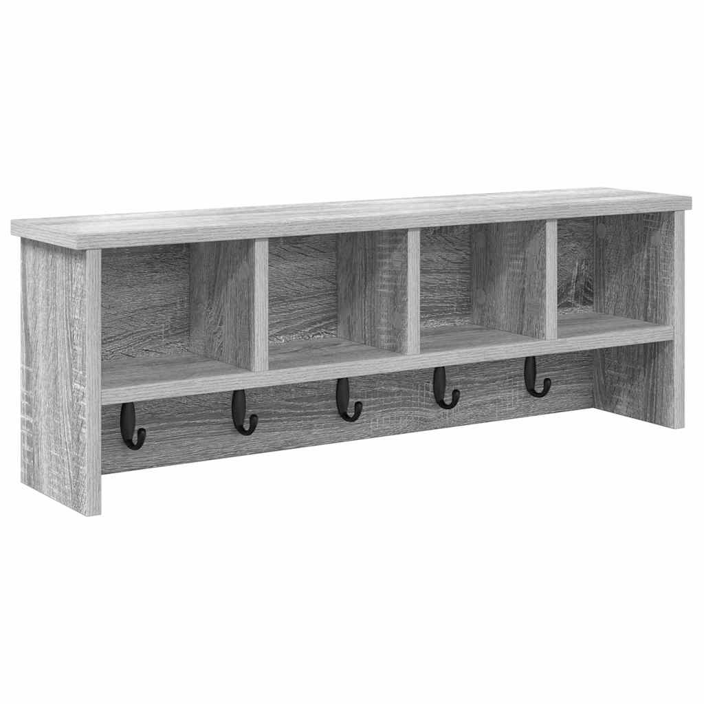 Fali Kabáthorog polcokkal Szürke Sonoma 75 x 16 x 26 cm Faanyag