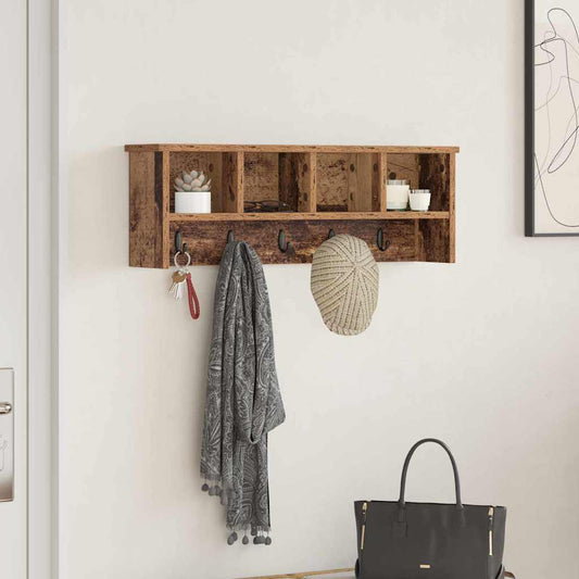 Fali Kabáthorog polcokkal Öreg fa 75 x 16 x 26 cm Faanyag
