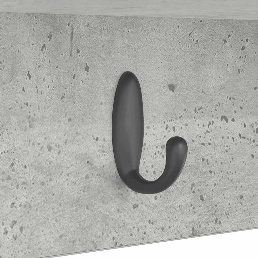 Fali Kabáthorog polcokkal Beton Szürke 100 x 16 x 26 cm Faanyag