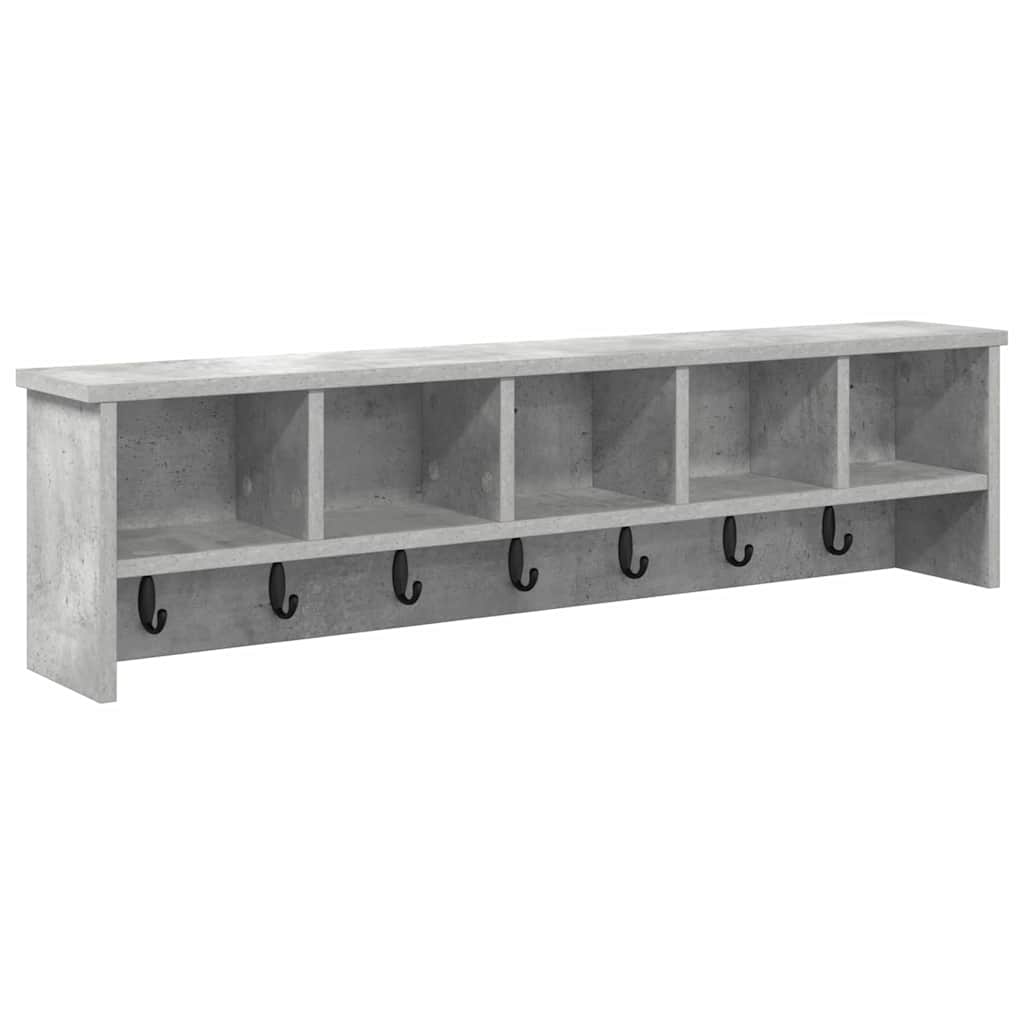 Fali Kabáthorog polcokkal Beton Szürke 100 x 16 x 26 cm Faanyag