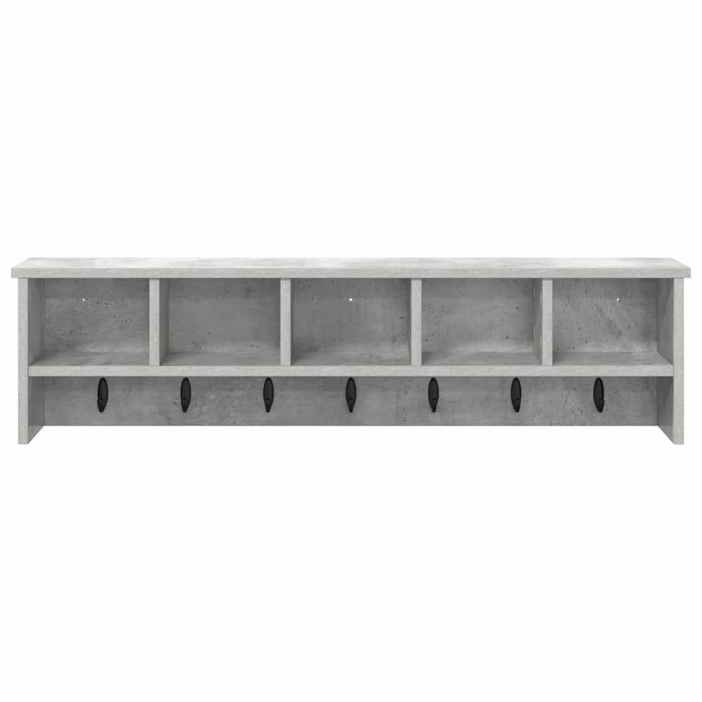 Fali Kabáthorog polcokkal Beton Szürke 100 x 16 x 26 cm Faanyag