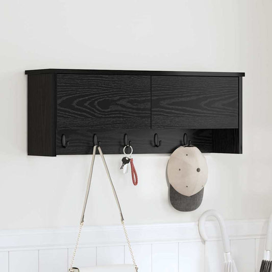 Fali Kabáthorog polcokkal Fekete tölgy 80 x 20 x 30 cm Faanyag