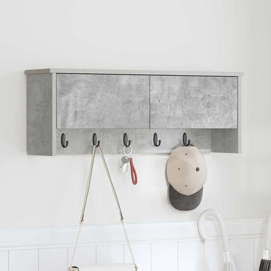 Fali Kabáthorog polcokkal Beton Szürke 80 x 20 x 30 cm Faanyag