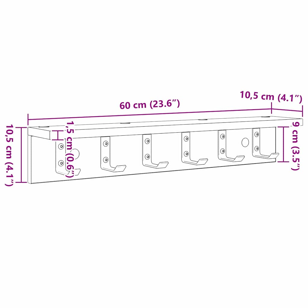 Fali Kabáthorog Falra szerelhető Öreg fa 60 x 10,5 x 10,5 cm