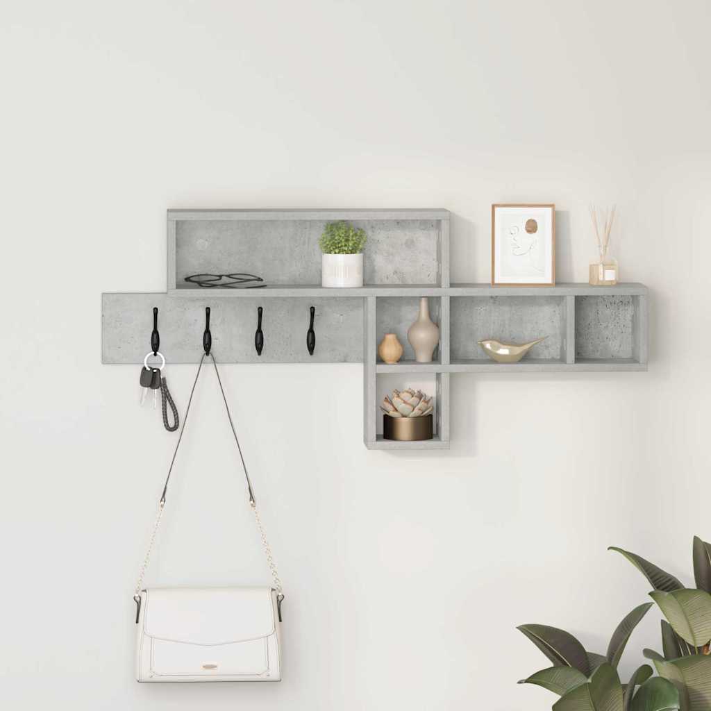 Fali Kabáthorog Beton Szürke 100 x 12 x 43,5 cm Faanyag