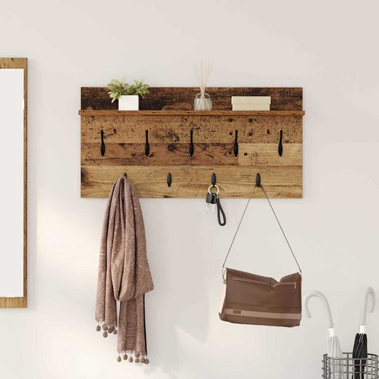 Fali Kabáthorog polcokkal Öreg fa 80 x 40 x 12 cm Faanyag