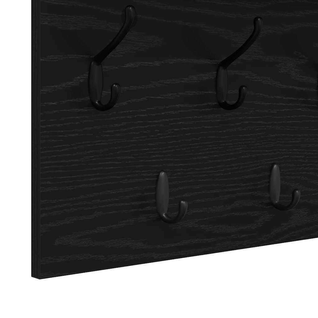 Fali Kabáthorog polcokkal Fekete tölgy 100 x 40 x 12 cm Faanyag