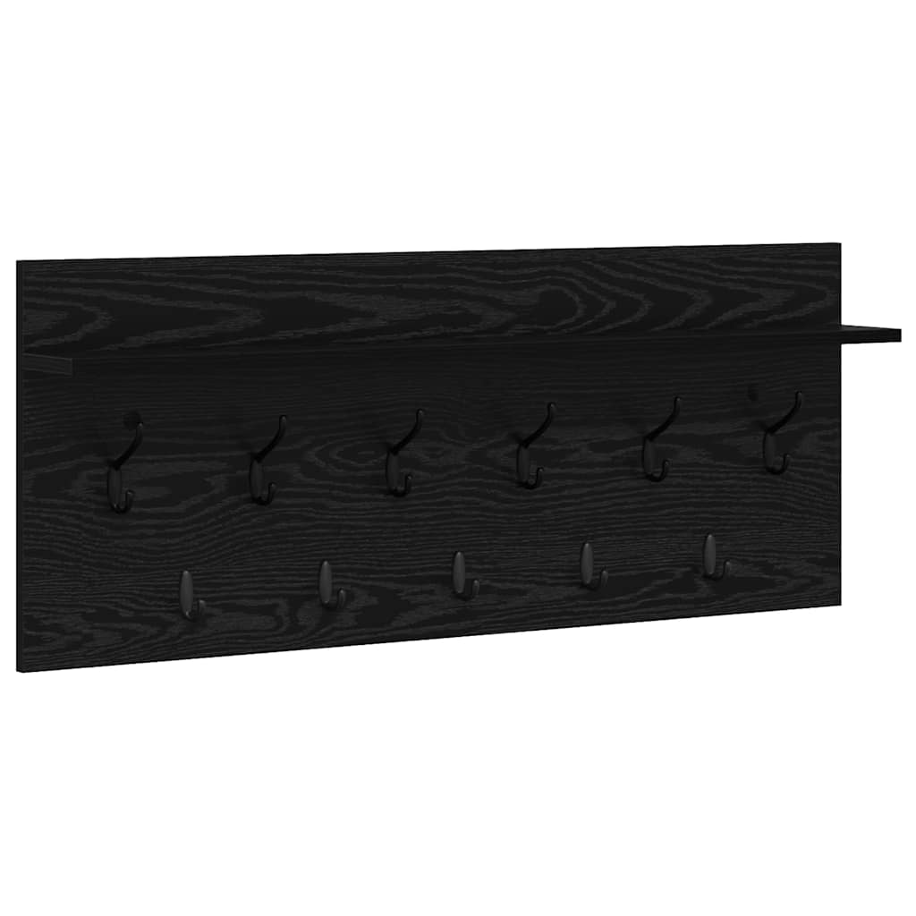 Fali Kabáthorog polcokkal Fekete tölgy 100 x 40 x 12 cm Faanyag