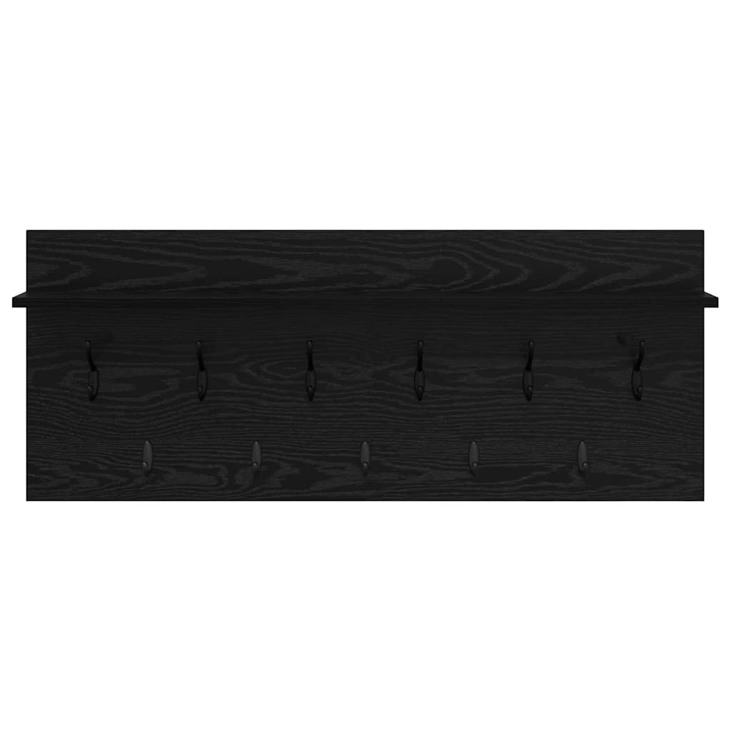 Fali Kabáthorog polcokkal Fekete tölgy 100 x 40 x 12 cm Faanyag