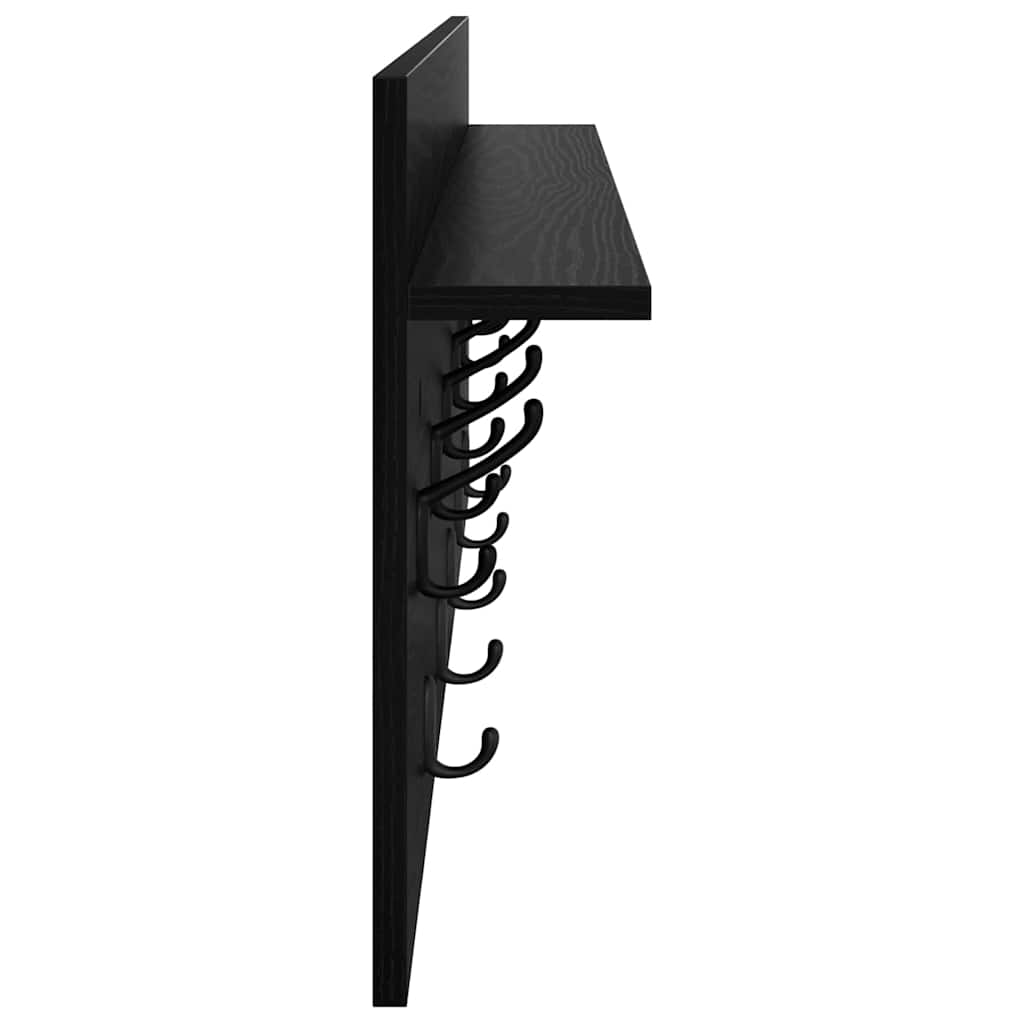 Fali Kabáthorog polcokkal Fekete tölgy 100 x 40 x 12 cm Faanyag