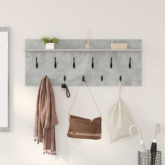 Fali Kabáthorog polcokkal Beton Szürke 100 x 40 x 12 cm Faanyag